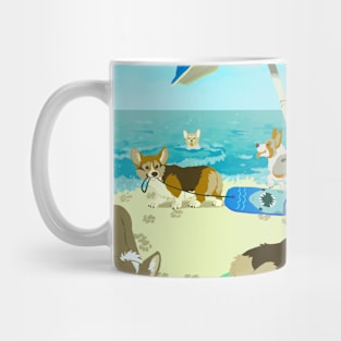 Pups on Corgi Beach Mug